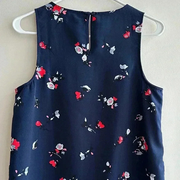 GAP Navy Blue Tank Top with Flowers, Square Tank Top, Layering Tank, Size Small - Picture 12 of 16